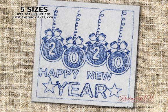 Review: Happy New Year 2020 Wishes Redwork Design